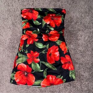 MNG Floral Strapless Dress